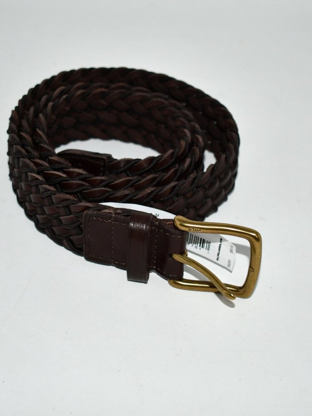 Polo Ralph Lauren Leather Stretch Braided Belt in Brown Size: LARG #405974642003